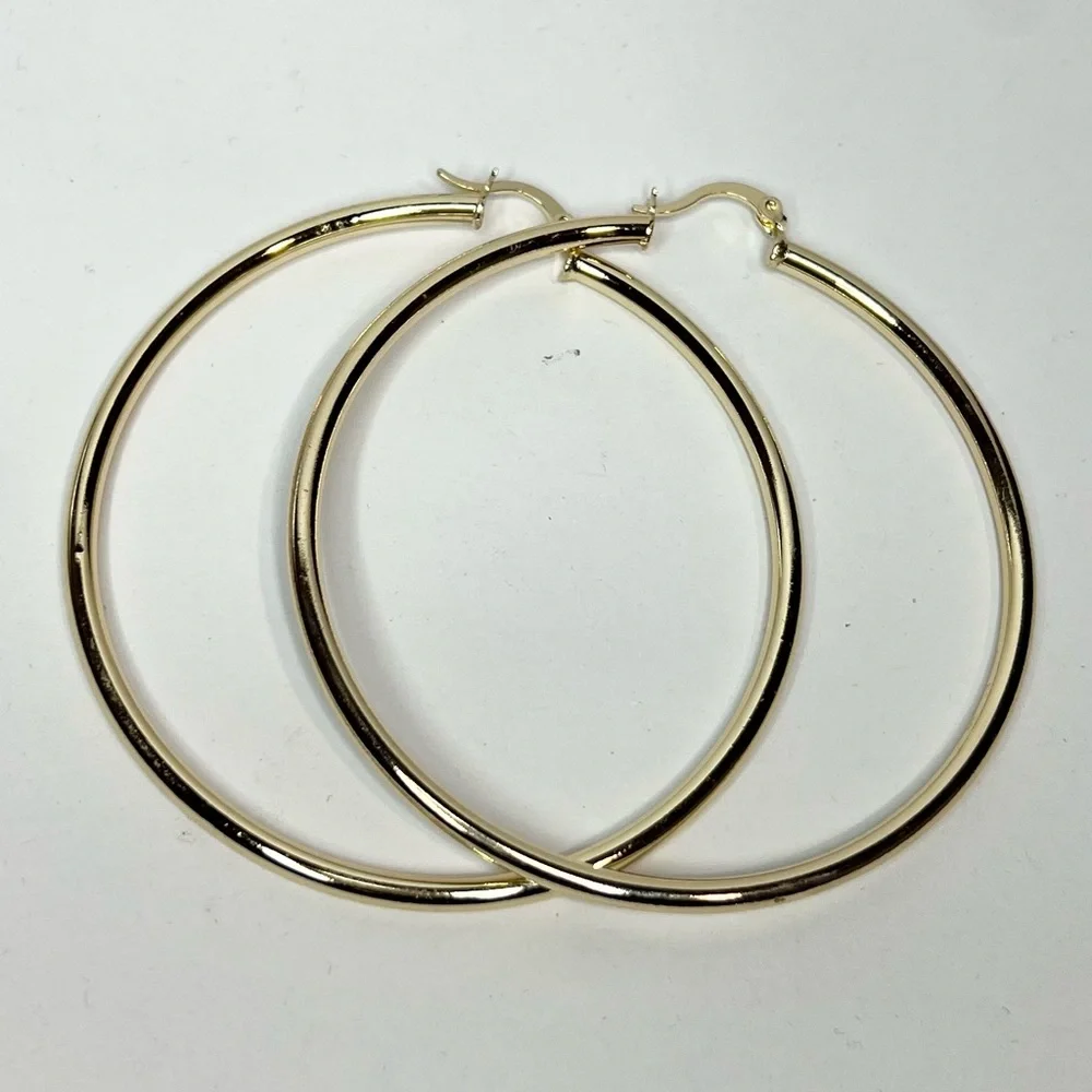 14k gold filled large hoop earrings - Picture 2 of 3